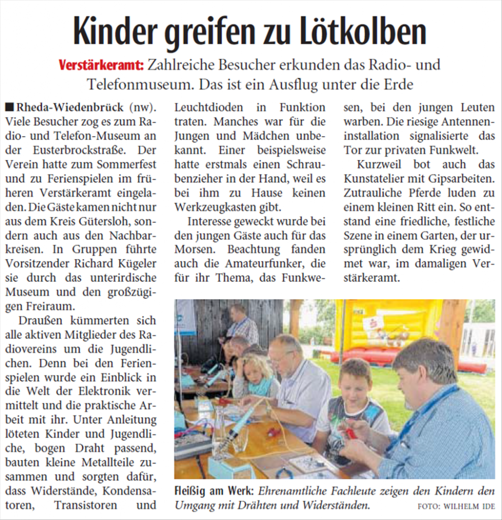 Bericht der Neue Westfälische vom 16.08.2016